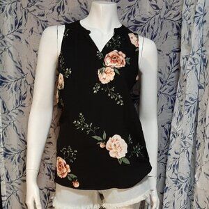 NWT Rickie's Rose Pattern Sleeveless Blouse Size XS